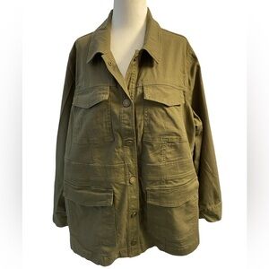Addition Elle Army Green Utility Jacket Size 18 Unlined